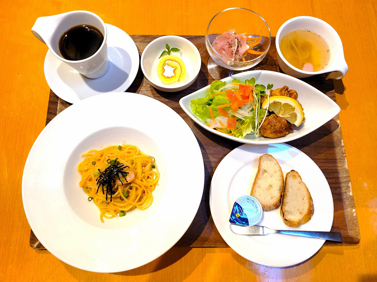 Bセット　小エビの明太子クリームパスタ